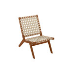 Miliboo fauteuil lounge en bois massif et sangles beiges lucea