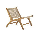 Miliboo fauteuil lounge en bois teck massif et corde tress�e sumba