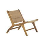 Miliboo fauteuil lounge en bois teck massif et corde tress�e yari
