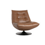 Miliboo fauteuil pivotant en cuir marron et m�tal noir huxley