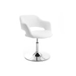 Miliboo fauteuil pivotant design blanc et acier chrom� jessy