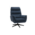 Miliboo fauteuil pivotant en tissu chenille bleu fonc et mtal noir jonah