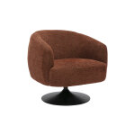Miliboo fauteuil pivotant en tissu effet chenille bross� terre br�l�e et m�tal noir bowie