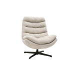 Miliboo fauteuil pivotant en tissu effet velours textur� beige et m�tal noir lomi