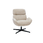 Miliboo fauteuil pivotant en tissu effet velours textur� taupe et m�tal noir klem