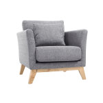 Miliboo fauteuil scandinave d�houssable en tissu gris clair et bois clair oslo
