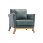Miliboo fauteuil scandinave d�houssable en tissu vert de gris et bois clair oslo