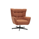 Miliboo fauteuil scandinave pivotant en tissu effet velours textur terre brle et mtal avery