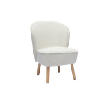 Miliboo fauteuil scandinave en tissu effet laine boucle blanc et bois clair amanita