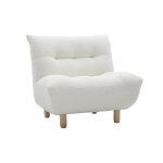 Miliboo fauteuil scandinave en tissu effet laine boucle blanc et bois clair yumi
