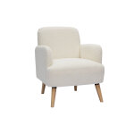 Miliboo fauteuil scandinave en tissu effet laine boucle blanc cass et bois clair isko