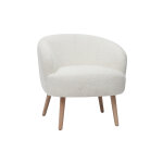 Miliboo fauteuil scandinave en tissu effet laine boucle blanc cass et bois clair maggie