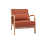 Miliboo fauteuil scandinave en tissu effet velours terre brûlée et bois clair massif derry Miliboo fauteuil scandinave en tissu effet velours terre brûlée et bois clair massif derry
