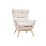 Miliboo fauteuil scandinave en tissu effet velours textur� naturel et bois clair brody