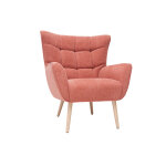 Miliboo fauteuil scandinave en tissu effet velours textur terracotta et bois clair avery