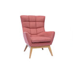 Miliboo fauteuil scandinave en tissu effet velours textur terracotta et bois clair brody