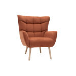 Miliboo fauteuil scandinave en tissu effet velours texturé terre brûlée et bois clair avery Miliboo fauteuil scandinave en tissu effet velours texturé terre brûlée et bois clair avery
