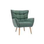 Miliboo fauteuil scandinave tissu effet velours textur� vert fonc� et bois clair avery
