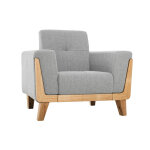 Miliboo fauteuil scandinave en tissu gris et bois clair fjord Miliboo fauteuil scandinave en tissu gris et bois clair fjord
