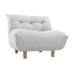 Miliboo fauteuil scandinave en tissu gris clair et bois clair yumi