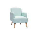 Miliboo fauteuil scandinave en tissu menthe � l'eau et bois clair isko
