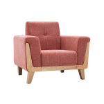 Miliboo fauteuil scandinave en tissu terracotta et bois clair fjord