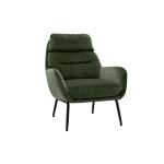 Miliboo fauteuil en tissu effet velours vert kaki et m�tal noir beni