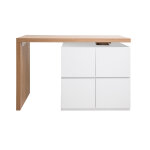 Miliboo �lot - table de bar modulable avec rangement blanc mat et bois clair ch�ne l140 - 177 cm max