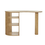 Miliboo ilot - table de bar avec rangements en bois clair manguier massif h90 cm lobio