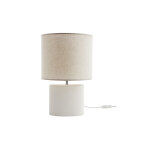 Miliboo lampe  poser en cramique blanc mat et abat - jour en lin naturel tiga