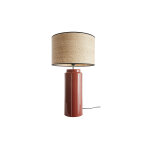 Miliboo lampe  poser en cramique maille terracotta et abat - jour en raphia naturel h64 cm majes