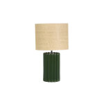 Miliboo lampe � poser en c�ramique �maill�e vert fonc� et abat - jour en rabane h50 cm canella