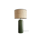 Miliboo lampe  poser en cramique maille verte et abat - jour en raphia naturel h64 cm majes