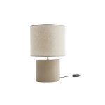 Miliboo lampe  poser en cramique taupe mat et abat - jour en lin naturel tiga