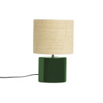 Miliboo lampe  poser en cramique vert fonc et abat - jour en raphia naturel h40 cm tiga