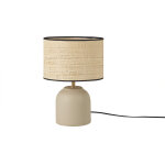 Miliboo lampe � poser taupe en c�ramique mate et abat - jour en raphia h35 cm rocha