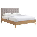 Miliboo lit 2 places 160x200 cm en bois et tissu beige lynn