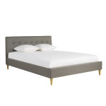 Miliboo lit 2 places 160x200 cm avec t�te de lit en tissu gris clair leonce