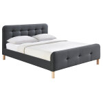 Miliboo lit 2 places 160x200 cm en tissu gris fonc� capitonn� holsen