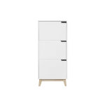 Miliboo meuble de rangement haut blanc et bois clair 3 portes l60 cm leena