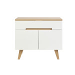Miliboo meuble de salle de bain blanc laqu� brillant et finition bois clair l90 cm melka