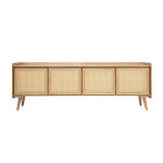 Miliboo meuble tv en bois clair fr�ne et cannage rotin l200 cm elsy