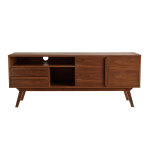 Miliboo meuble tv - buffet vintage bois fonc� noyer l160 cm volver
