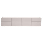 Miliboo meuble tv design beige laqu� brillant avec rangements l200 cm isaure