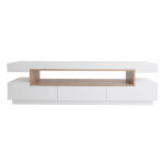 Miliboo meuble tv design blanc et bois l200 cm livo