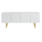 Miliboo meuble tv design grav� blanc et m�tal dor� l140 cm ozen