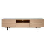 Miliboo meuble tv design avec rangements finition bois clair ch�ne et m�tal noir l180 cm alaska