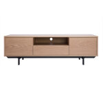 Miliboo meuble tv finition bois ch�ne avec niche ouverte l160 cm manny