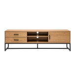 Miliboo meuble tv finition bois clair chne et mtal noir l160 cm lovato