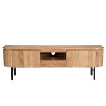 Miliboo meuble tv avec rangements en bois massif et mtal noir l160 cm napoli